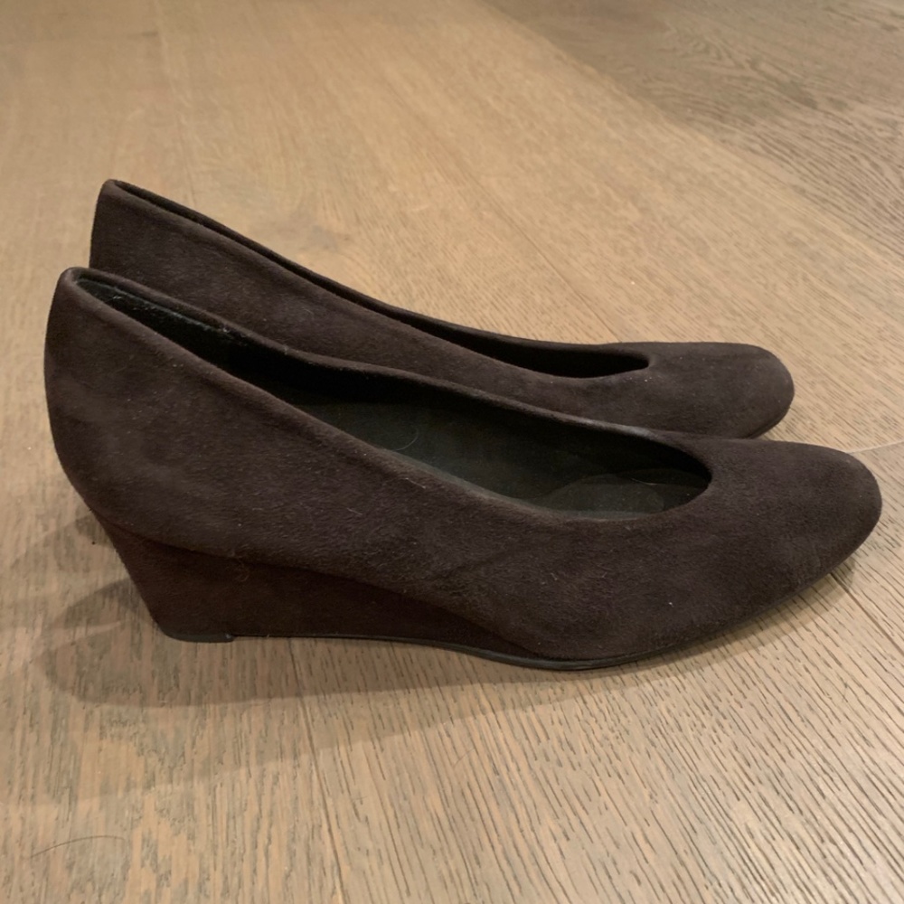 Brown Suede Wedge Pumps Stuart Weitzman